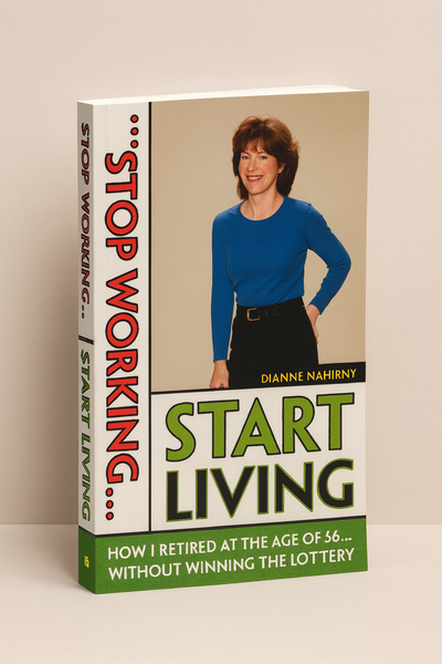 Angled view with spine of Stop Working... Start Living by Dianne Nahirny, paperback, ECW Press, 2001